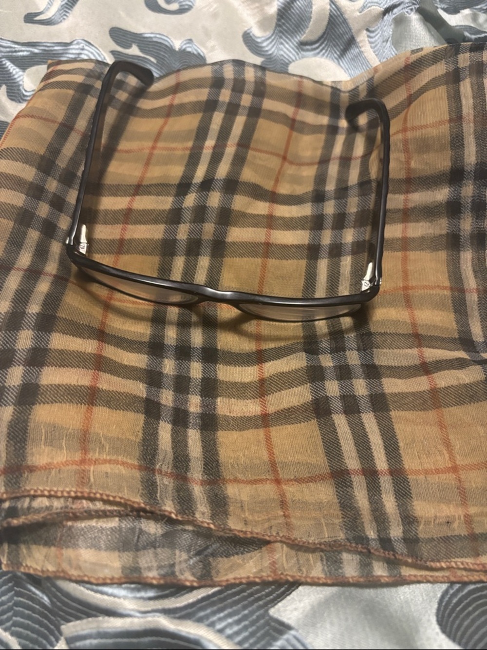 Burberry black& silver rectangular reading glasses.